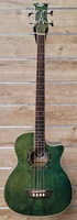 Dean Exotica Quilt Ash A/E Bass Guitar - Trans Blue Satin