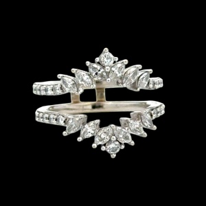 Ladies 14K White Gold Marquise & Round Brilliant 1.0CTW Diamond Wrap SZ:5