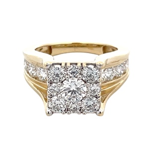 10K Yellow Gold 2.0CTW Lab-Diamond Cocktail Cluster Ring SZ:7