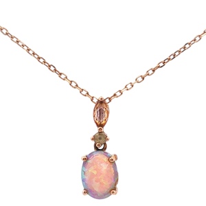 14k Rose Gold 1ctw Opal Gemstone necklace