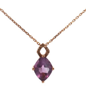 10k Yellow Gold  1.25CT Purple Gemstone Necklace 2.7g