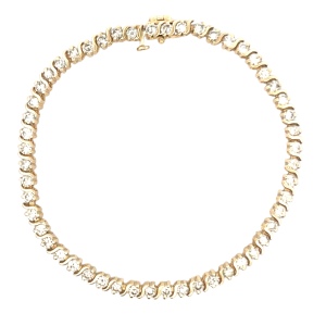 14K Yellow Gold 4.0CTW Diamond 7-1/2 in. Tennis Bracelet 11.8g