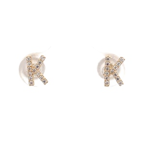 10K Yellow Gold "K" CZ Stud Earrings