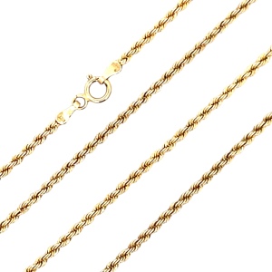 14K Yellow Gold 31 in. Hollow Rope Chain 1.6mm 2.2g