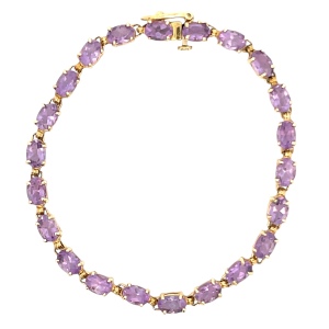 14K Yellow Gold 7 in.Amethyst Tennis Bracelet 8.0g