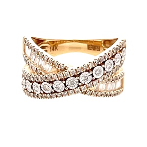 Effy 14K Yellow Gold 1/2CTW Diamond Crossover Ring SZ:7