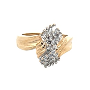 14K Yellow Gold .42CTW Diamond Cluster Ring SZ:6.5