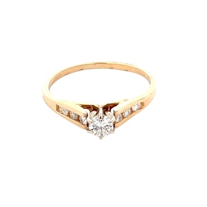 Ladies 14K Yellow Gold 1/4CTW Diamond Engagement Ring SZ:6.5