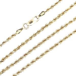10K Yellow Gold 18 in. 2.1mm Hollow Diamond Cut Rope Chain 6.3g