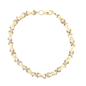 10K Yellow Gold 7.75 in. .15CTW Diamond Tennis Bracelet 4.5g