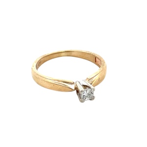 Ladies 10K Yellow Gold 1/5CT Diamond Solitaire Engagement Ring SZ:6.5