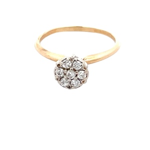 Ladies 10K Yellow Gold 1/2CTW Diamond Cluster Ring SZ:8