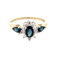Ladies 10K Yellow Gold Synthetic Blue Sapphire Gemstone RIng SZ:7