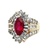 10K Yellow Gold Red & White Cubic Zirconia Crystal Ring SZ: 7