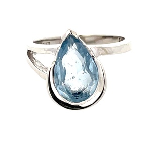 10K White Gold 2.0Ct Aquamarine Gemstone Ring SZ:7