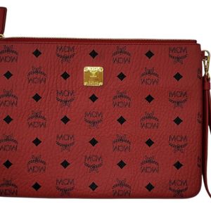 MCM Visetos Year Of The Mouse Wristlet Zip Pouch Viva Red
