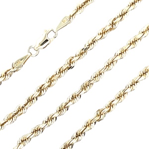 14K Yellow Gold 22 in. 3.5mm Solid Diamond-Cut Rope Chain 22.0g