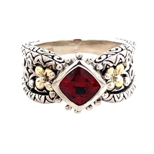 Barbara Bixby 18K/925 Red Gemstone Ring SZ:8