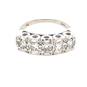 Ladies Vintage 14K White Gold 3/4CTW Diamond Band SZ:5.75