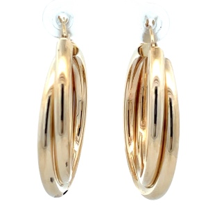 14K Yellow Gold 1-1/4 in. Twisted Hollow Hoop Earrings