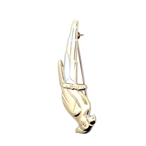 18K Two Tone Gold 2 in. Cockatiel Brooch
