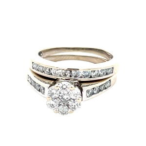 14K White Gold 3/4CTW Diamond 2-Piece Bridal Set SZ:5.75, 7.0g