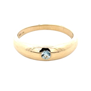 14K Yellow Gold Cubic Zirconia Solitaire Band SZ:6.5