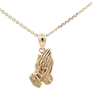 10K Yellow Gold 18 in. Praying Hands Necklace 2.5g