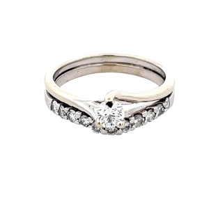 14K White Gold .63CTW Diamond Bridal Set SZ:7.5