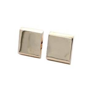 14K Yellow Gold  Plain Square Cuff Links