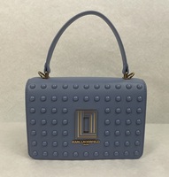 Karl Lagerfeld Simone Blue Leather Studded Crossbody Bag