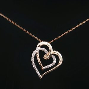 10K Yellow Gold 1/10 CTW Diamond Heart 18 in. Necklace