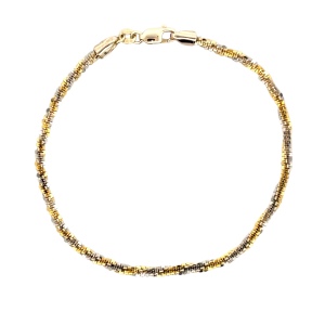 14K Two-Tone Gold 8 in. Tinsel Link Bracelet 5.9g