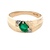 Gents 10K Yellow Gold Synthetic Emerald Diamond Accented Cocktail Ring SZ:8.5