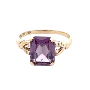 10K Yellow Gold Amethyst Gemstone Ring SZ:7