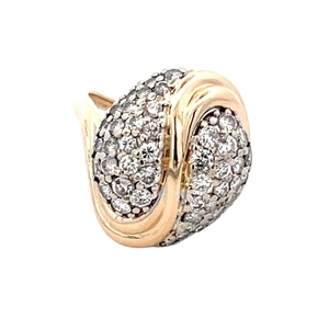 14K Yellow Gold 1.0CTW Diamond Yin-Yang Cluster Ring SZ:3.5