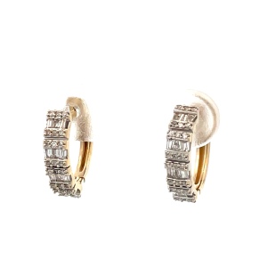 10K Yellow Gold 1/5CTW 1/2 in. Diamond Hoop Earrings 2.3g