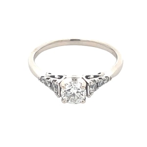 Ladies 14K White Gold 1/2Ct Diamond Engagement Ring SZ: 7.5