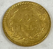 1945 Dos Pesos Mexican Gold Coin 
