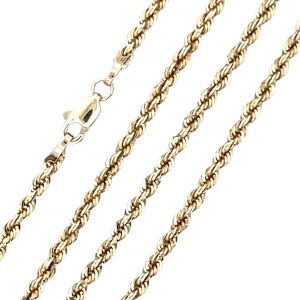 14K Yellow Gold 18 in. 2.4mm Hollow Rope Chain 2.5g