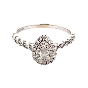 Ladies 14K White Gold .68CTW Diamond Double-Halo Pear-Cut Engagement Ring SZ: 8.5