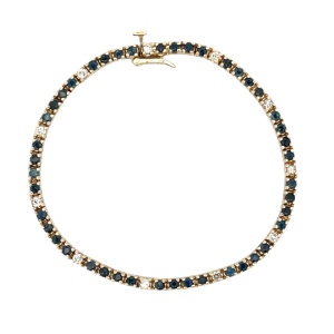 14K Yellow Gold  7 in. Diamond & Sapphire Gemstone Tennis Bracelet