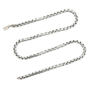Italian 925 Sterling Silver 24 in. Rounded Box Link Chain 106.2g