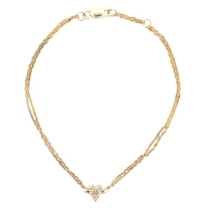 10K Yellow Gold 7 in. Double- Strand Heart Bracelet