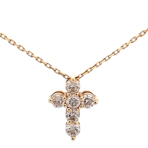 14K Yellow Gold 18 in. CZ Cross Necklace