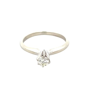 Ladies 14K White Gold .23Ct Diamond Solitaire Engagement Ring SZ:5