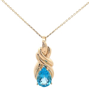14K Yellow Gold 18 in. Blue Topaz Necklace 3.7g