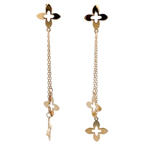 18K Yellow Gold Quatrafoil Dangling Earrings