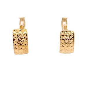 18K Yellow Gold Diamond Cut Snap-Back Earrings