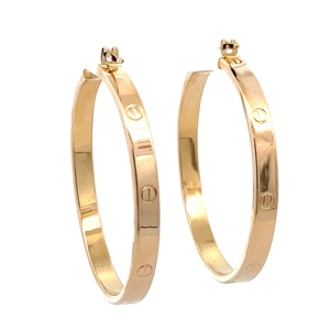 18K Yellow Gold 1-1/4 in. Hollow Hoop Earrings 